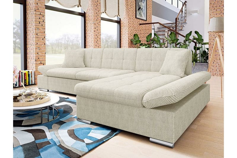 Lomux 3-sits Hörnbäddsoffa Beige/Light beige - Møbler - Sofaer - Sovesofaer