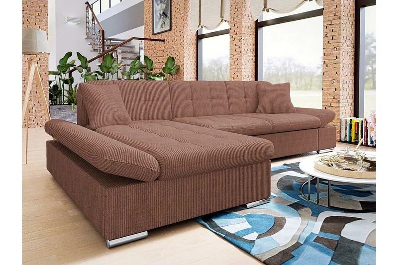 Lomux 3-sits Hörnbäddsoffa Brown - Møbler - Sofaer - Sovesofaer