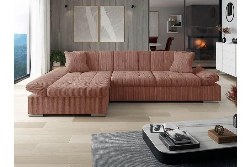 Lomux 3-sits Hörnbäddsoffa Brown - Møbler - Sofaer - Sovesofaer