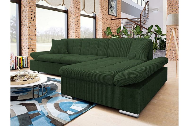 Lomux 3-sits Hörnbäddsoffa Dark green - Møbler - Sofaer - Sovesofaer