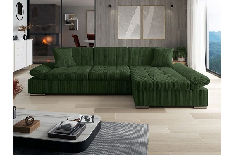 Lomux 3-sits Hörnbäddsoffa Dark green - Møbler - Sofaer - Sovesofaer