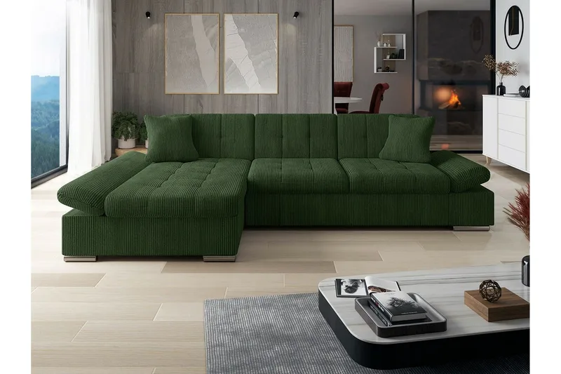 Lomux 3-sits Hörnbäddsoffa Dark green - Møbler - Sofaer - Sovesofaer