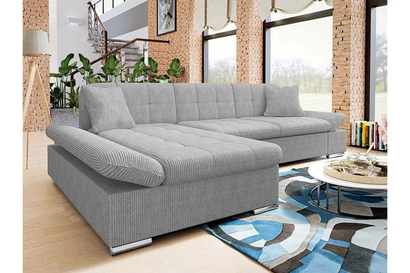 Lomux 3-sits Hörnbäddsoffa Ljusgrå - Møbler - Sofaer - Sovesofaer