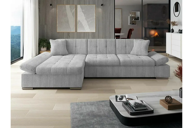 Lomux 3-sits Hörnbäddsoffa Ljusgrå - Møbler - Sofaer - Sovesofaer