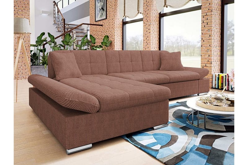 Lomux 3-sits Hörnbäddsoffa NO_BRAND Brown - Møbler - Sofaer - Sovesofaer