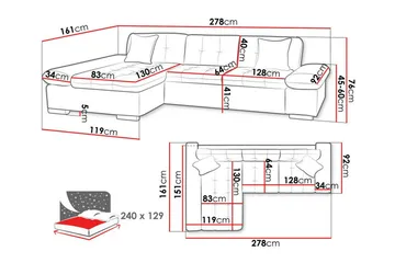 Lomux 3-personers hjørnesovesofa - Møbler - Sofaer - Sovesofaer