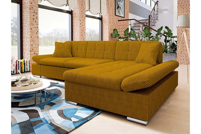 Lomux 3-personers Hjørnesovesofa - Mørkegul - Møbler - Sofaer - Sovesofaer