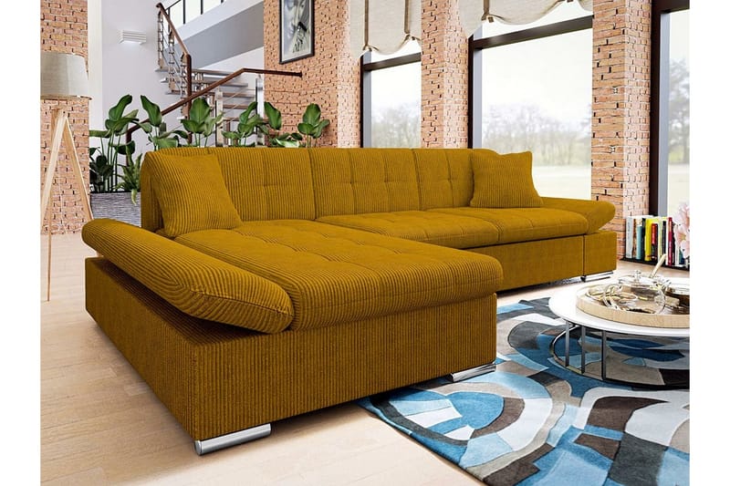 Lomux 3-personers Hjørnesovesofa - Gul - Møbler - Sofaer - Sovesofaer