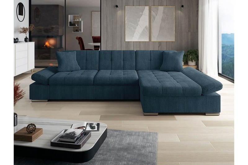 Lomux 3-personers Hjørnesovesofa - Mørkeblå - Møbler - Sofaer - Sovesofaer