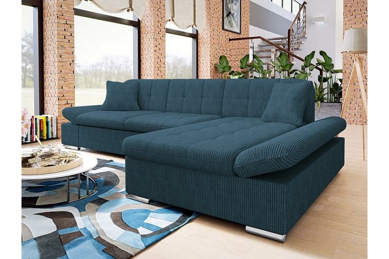 Lomux 3-personers Hjørnesovesofa - Mørkeblå - Møbler - Sofaer - Sovesofaer