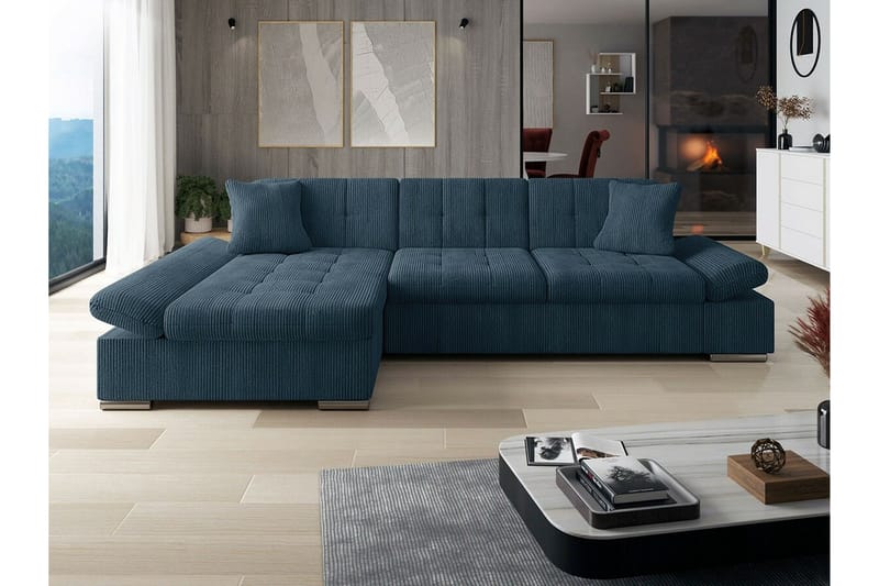 Lomux 3-personers Hjørnesovesofa - Blå - Møbler - Sofaer - Sovesofaer