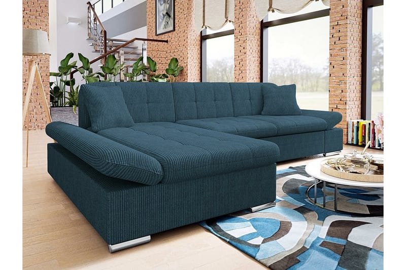 Lomux 3-personers Hjørnesovesofa - Blå - Møbler - Sofaer - Sovesofaer