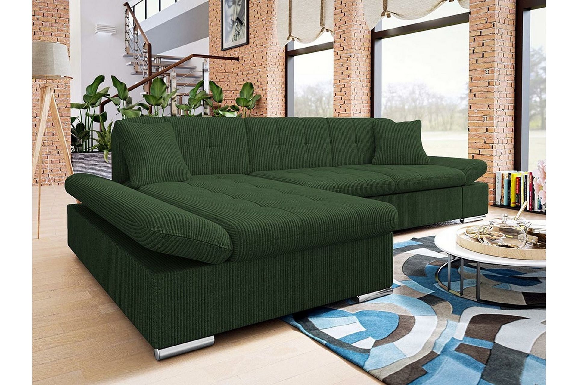 Lomux 3-personers Hjørnesovesofa - Mørkegrøn - Møbler - Sofaer - Sovesofaer