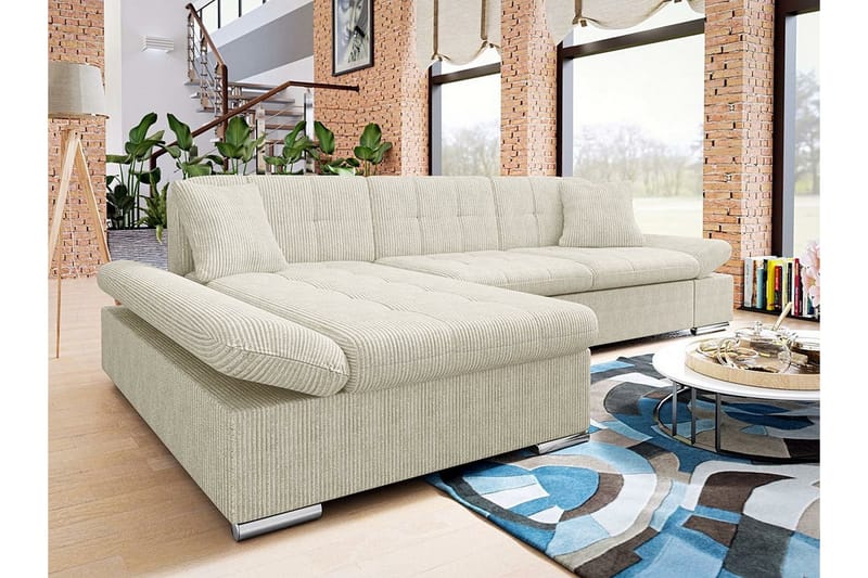 Lomux 3-personers Hjørnesovesofa - Beige - Møbler - Sofaer - Sovesofaer
