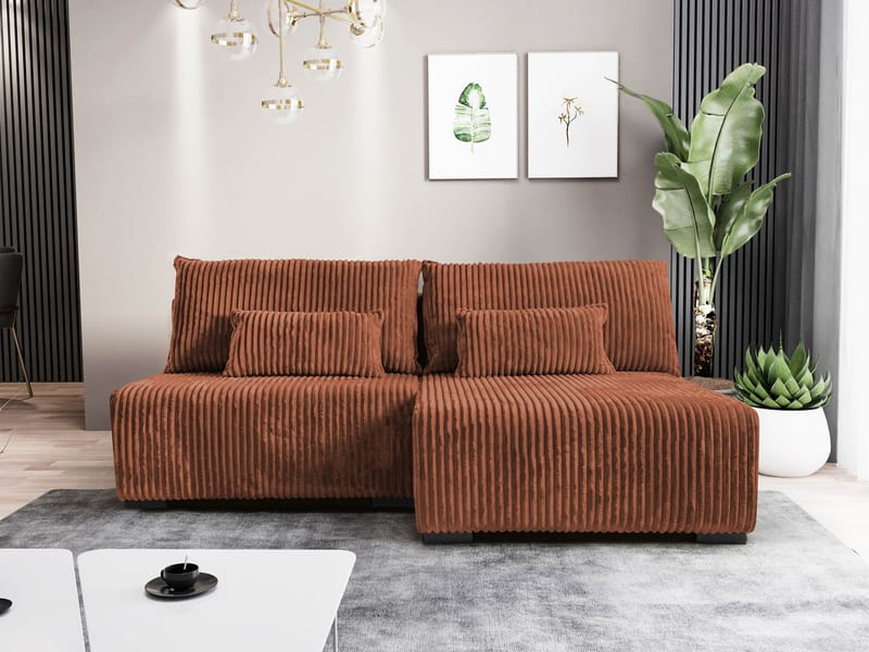Lorynn 3-personers sovesofa med chaiselong - brun - Møbler - Sofaer - Sovesofaer