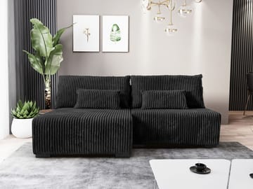 Lorynn 3-personers sovesofa med chaiselong - sort - Møbler - Sofaer - Sovesofaer
