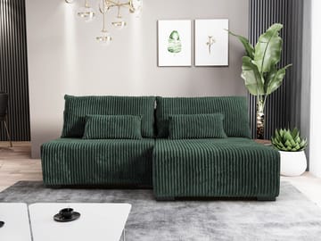 Lorynn 3-personers sovesofa med chaiselong - mørkegrøn - Møbler - Sofaer - Sovesofaer