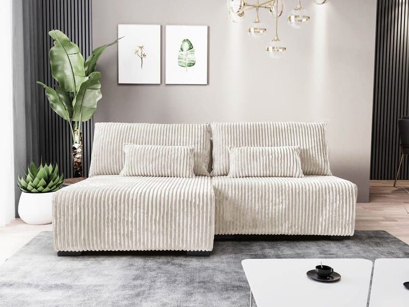 Lorynn 3-personers sovesofa med chaiselong - beige - Møbler - Sofaer - Sovesofaer