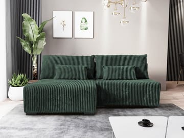 Lorynn 3-personers sovesofa med chaiselong - mørkegrøn - Møbler - Sofaer - Sovesofaer