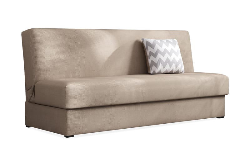 Lucille 3-personers Rektangulær Sovesofa 105x175 cm med Opbevaring i Stof, Beige