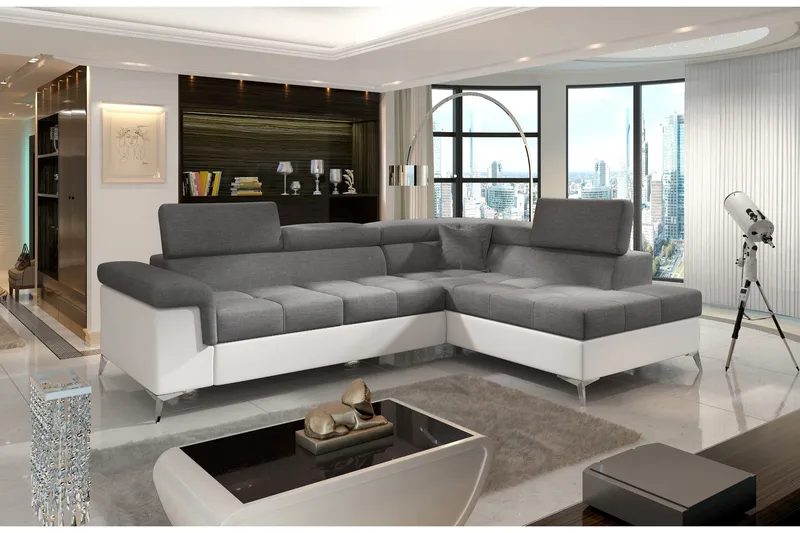 Madalene hjørnesovesofa, Grå / hvid