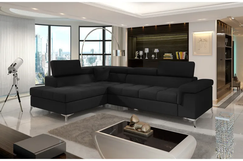 Madalene hjørnesovesofa, Sort