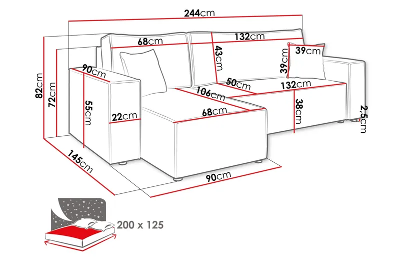 Magston 3-personers Hjørnesovesofa - Grøn - Møbler - Sofaer - Sovesofaer