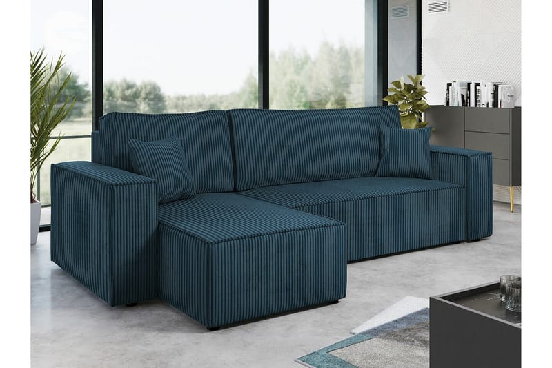 Magston 3-personers Hjørnesovesofa - Blå - Møbler - Sofaer - Sovesofaer