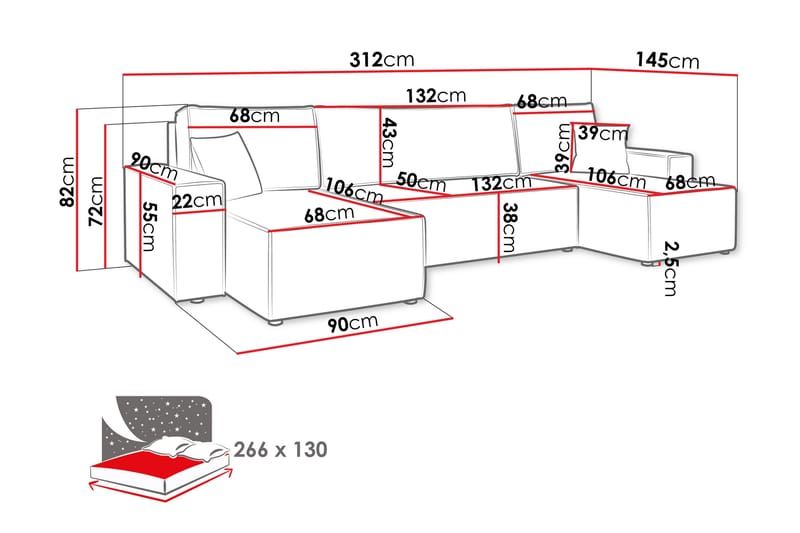 Magston 4-personers Hjørnesovesofa - Brun - Møbler - Sofaer - Sovesofaer