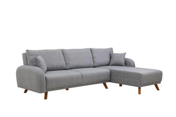 Malkiat 4-personers Højre L-formet Hjørnesovesofa 125x260 cm med Opbevaring i Stof - Grå - Møbler - Sofaer - Sovesofaer