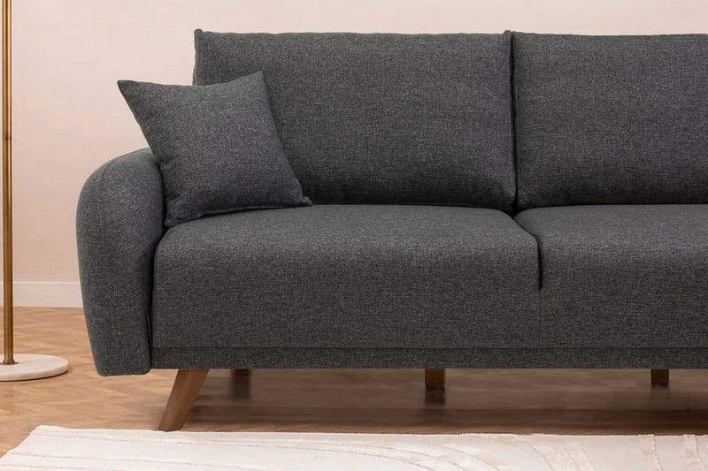 Malkiat 4-personers Højre Hjørnesovesofa Udtrækkelig 125x260 cm med Opbevaring i Stof - Grå - Møbler - Sofaer - Sovesofaer