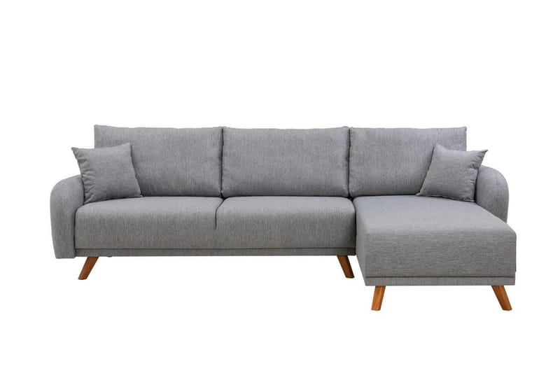 Malkiat 4-personers Højre L-formet Hjørnesovesofa 125x260 cm med Opbevaring i Stof, Grå
