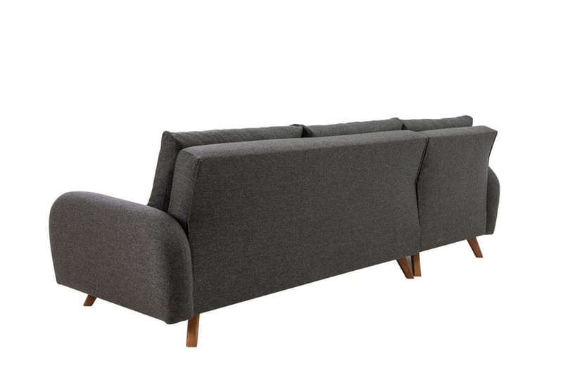 Malkiat 4-personers Højre Hjørnesovesofa Udtrækkelig 125x260 cm med Opbevaring i Stof - Grå - Møbler - Sofaer - Sovesofaer