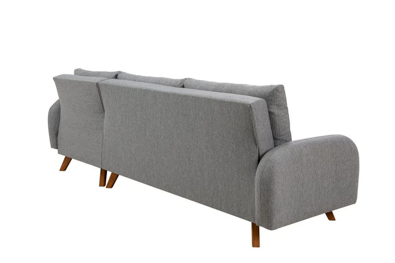 Malkiat 4-personers Højre L-formet Hjørnesovesofa 125x260 cm med Opbevaring i Stof - Grå - Møbler - Sofaer - Sovesofaer