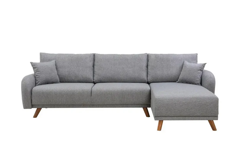 Malkiat 4-personers Højre Hjørnesovesofa med Chaiselong 125x260 cm i Stof, Grå