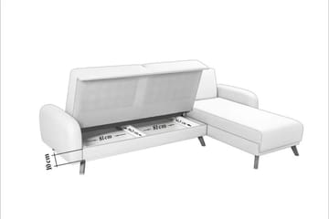 Malkiat 4-personers Højre L-formet Hjørnesovesofa 125x260 cm med Opbevaring i Stof - Blå - Møbler - Sofaer - Sovesofaer