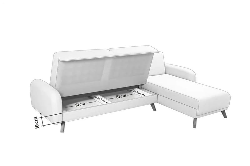 Malkiat 4-personers Højre L-formet Hjørnesovesofa 125x260 cm med Opbevaring i Stof - Blå - Møbler - Sofaer - Sovesofaer