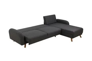 Malkiat 4-personers Højre Hjørnesovesofa Udtrækkelig 125x260 cm med Opbevaring i Stof - Grå - Møbler - Sofaer - Sovesofaer