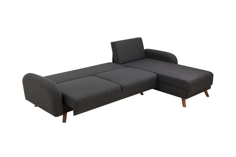 Malkiat 4-personers Højre Hjørnesovesofa Udtrækkelig 125x260 cm med Opbevaring i Stof - Grå - Møbler - Sofaer - Sovesofaer