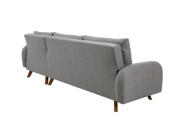 Malkiat 4-personers Højre Hjørnesovesofa med Chaiselong 125x260 cm i Stof - Grå - Møbler - Sofaer - Sovesofaer