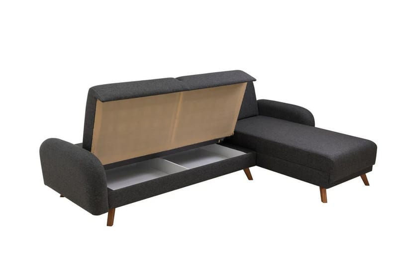 Malkiat 4-personers Højre Hjørnesovesofa Udtrækkelig 125x260 cm med Opbevaring i Stof - Grå - Møbler - Sofaer - Sovesofaer