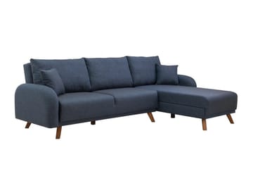 Malkiat 4-personers Højre L-formet Hjørnesovesofa 125x260 cm med Opbevaring i Stof - Blå - Møbler - Sofaer - Sovesofaer