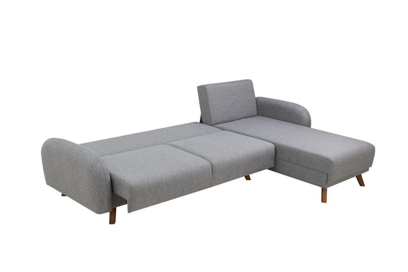 Malkiat 4-personers Højre Hjørnesovesofa med Chaiselong 125x260 cm i Stof - Grå - Møbler - Sofaer - Sovesofaer