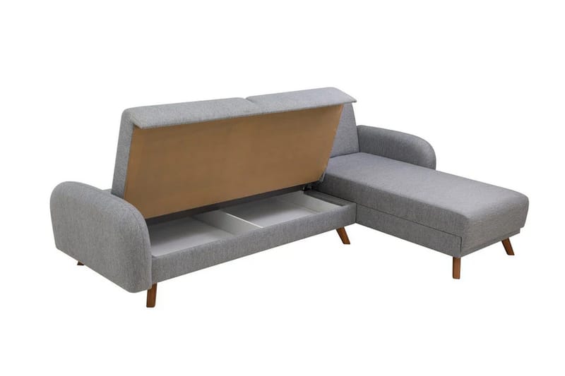 Malkiat 4-personers Højre Hjørnesovesofa med Chaiselong 125x260 cm i Stof - Grå - Møbler - Sofaer - Sovesofaer