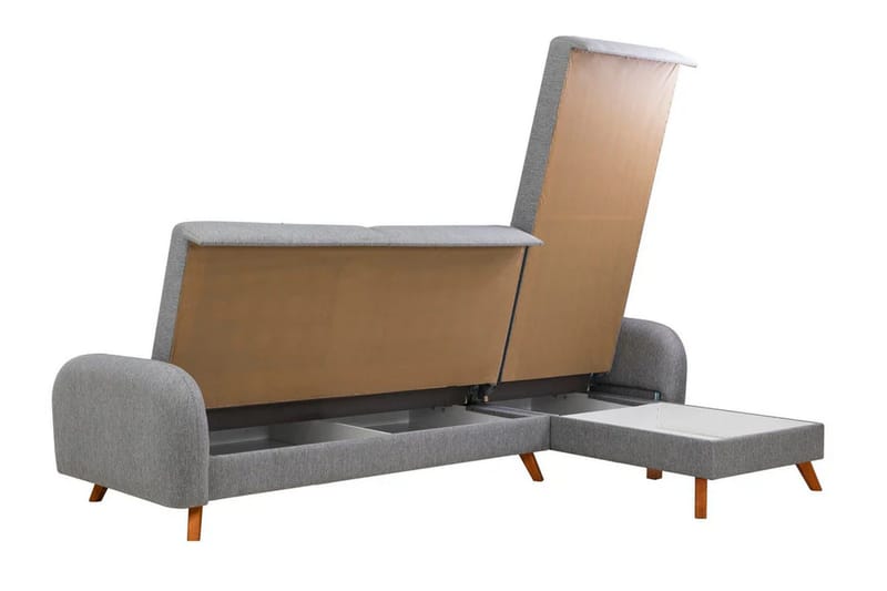 Malkiat 4-personers Højre L-formet Hjørnesovesofa 125x260 cm med Opbevaring i Stof - Grå - Møbler - Sofaer - Sovesofaer