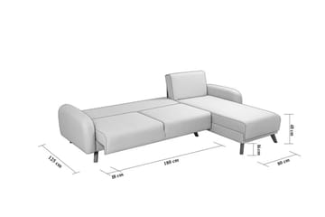 Malkiat 4-personers Højre Hjørnesovesofa med Chaiselong 125x260 cm i Stof - Grå - Møbler - Sofaer - Sovesofaer