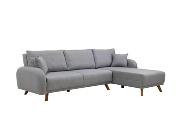 Malkiat 4-personers Højre Hjørnesovesofa med Chaiselong 125x260 cm i Stof - Grå - Møbler - Sofaer - Sovesofaer