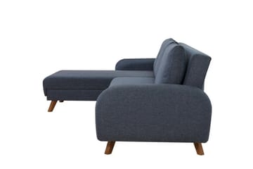 Malkiat 4-personers Højre L-formet Hjørnesovesofa 125x260 cm med Opbevaring i Stof - Blå - Møbler - Sofaer - Sovesofaer