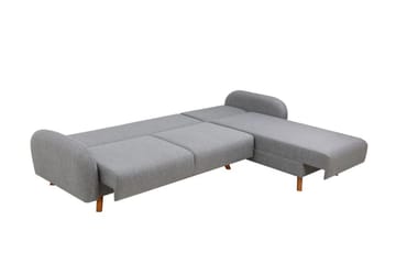 Malkiat 4-personers Højre L-formet Hjørnesovesofa 125x260 cm med Opbevaring i Stof - Grå - Møbler - Sofaer - Sovesofaer