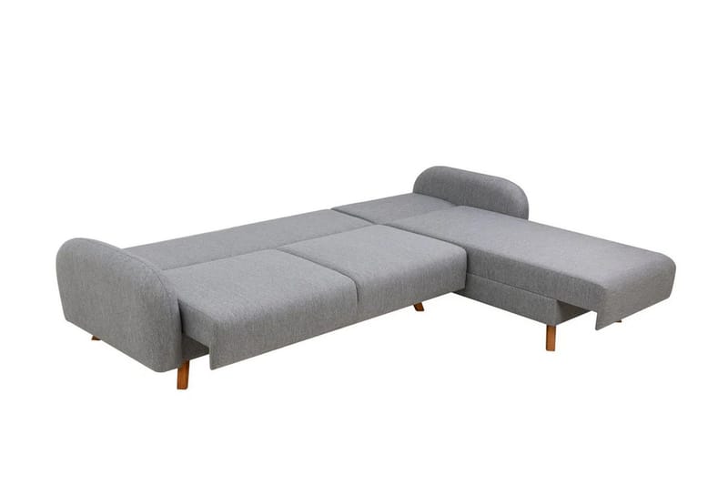 Malkiat 4-personers Højre L-formet Hjørnesovesofa 125x260 cm med Opbevaring i Stof - Grå - Møbler - Sofaer - Sovesofaer